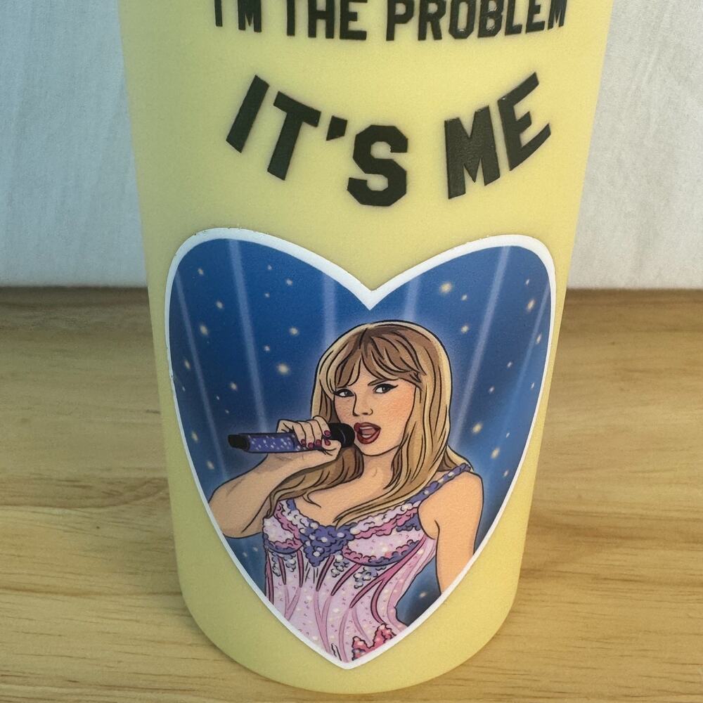Taylor Swift "It's Me Hi I'm the Problem It's Me" Tumbler w/Straw & Sticker - Picture 2 of 7
